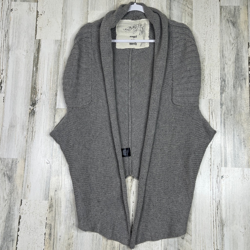 Angel of North Womens Lambswool Sleeveless Cardigan Size M/L Open Front Knit Top - Picture 1 of 9